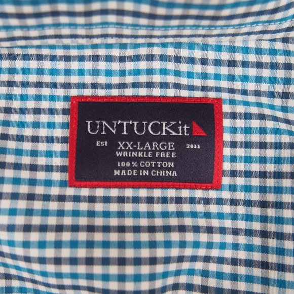 UNTUCKit‎ Shirt Men's XXL Wrinkle Free Long Sleeve Button Down Blue Striped EUC - Picture 3 of 11